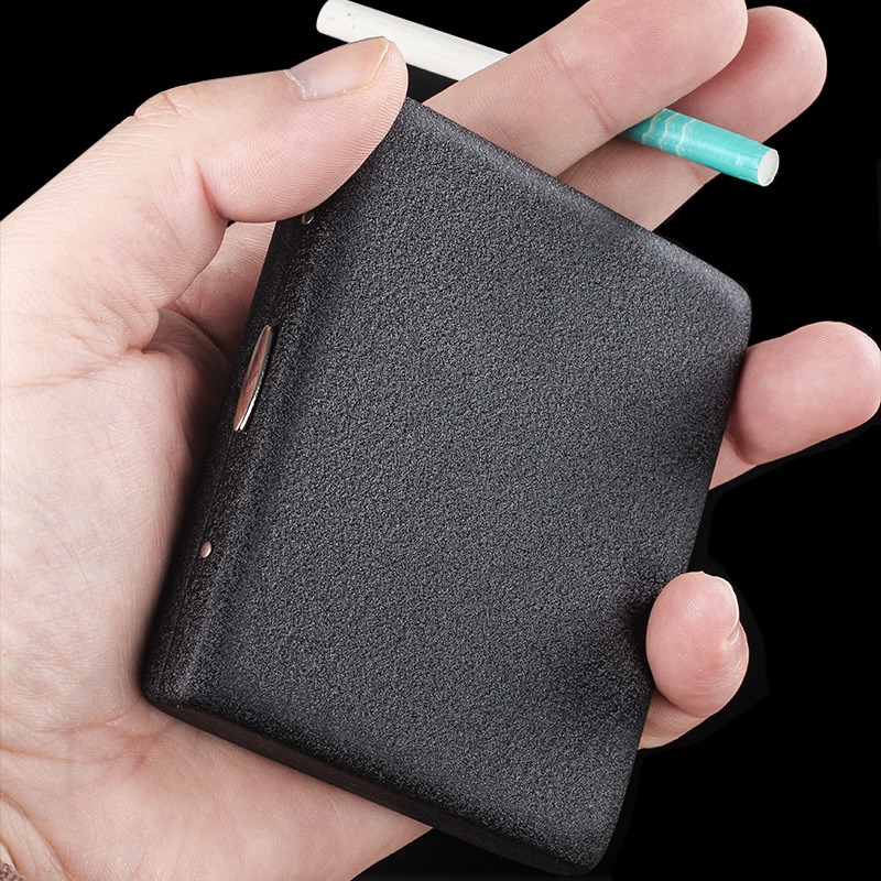 Smoking & Vaping Accessories - 20-pack Zwart Frosted Metal Sigarettendoos Draagbare